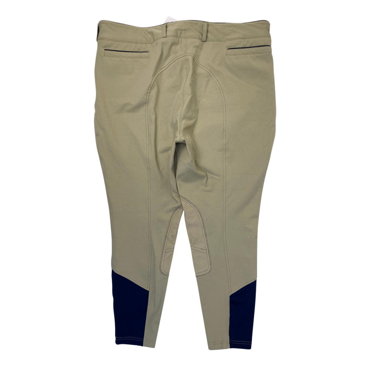 Dover Saddlery Wellesley Classic Piped Knee-Patch Breech in Tan with Navy Piping