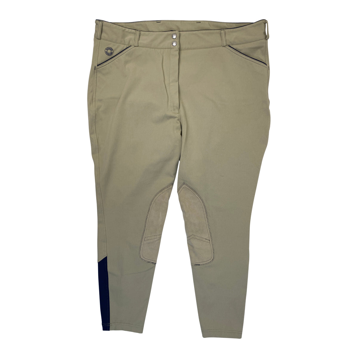 Dover Saddlery Wellesley Classic Piped Knee-Patch Breech in Tan with Navy Piping