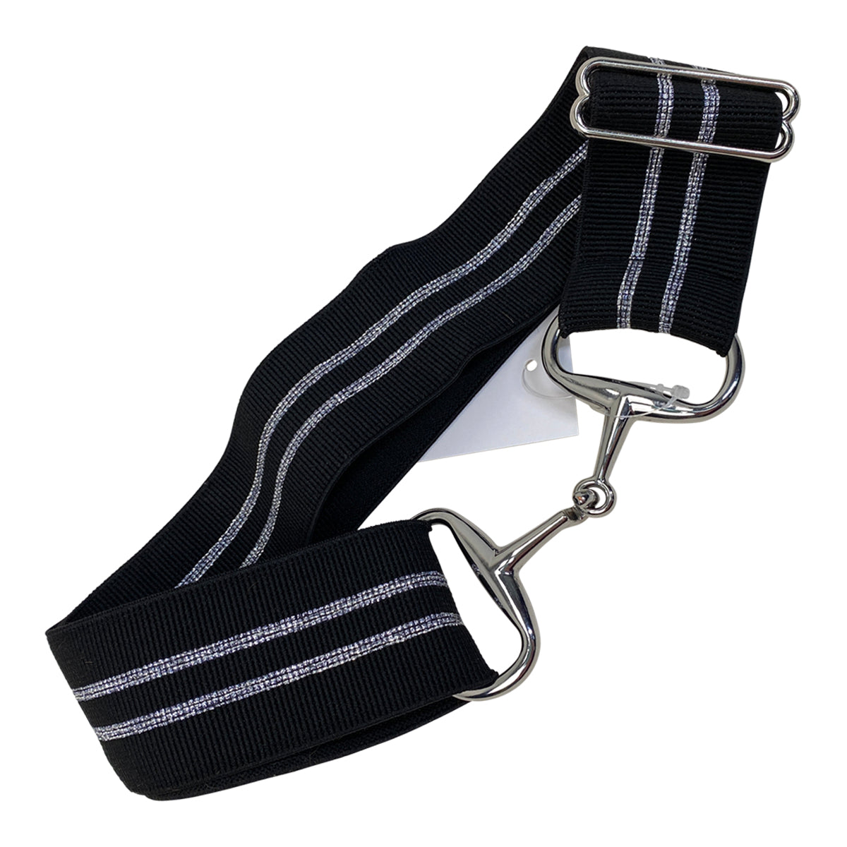 Ellany Equestrian Snaffle Stretch Belt in Black/Silver Sparkle