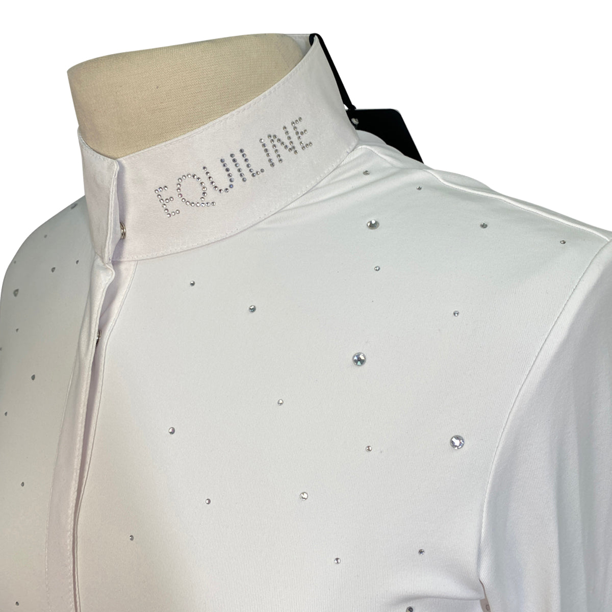 Equiline &#39;GummiG&#39; Long Sleeve Show Shirt in White/Gems