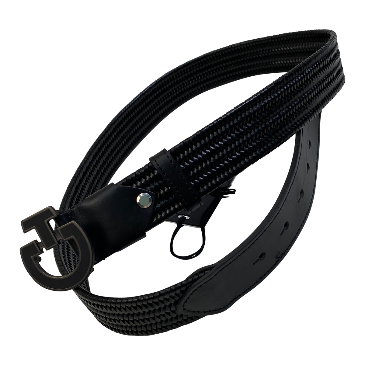 Cavalleria Toscana Elastic Woven Leather Belt in Black
