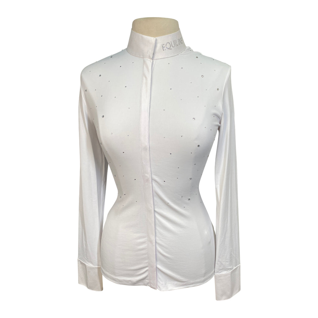 Equiline 'GummiG' Long Sleeve Show Shirt in White/Gems