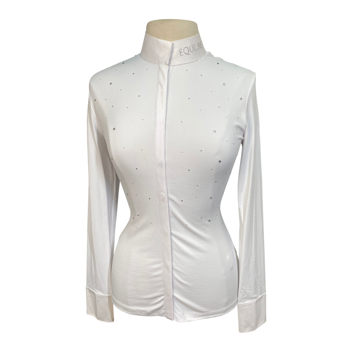 Equiline 'GummiG' Long Sleeve Show Shirt in White/Gems
