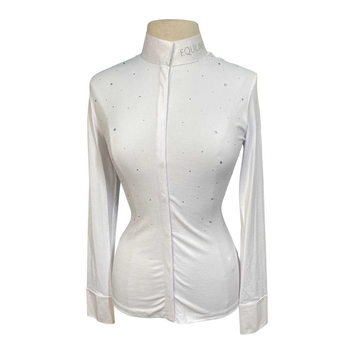 Equiline &#39;GummiG&#39; Long Sleeve Show Shirt in White/Gems