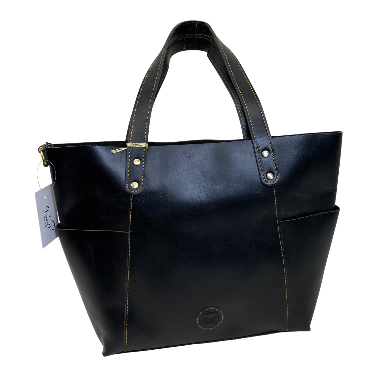 Le Papillon 'Lauren' Natural Leather Tote in Black