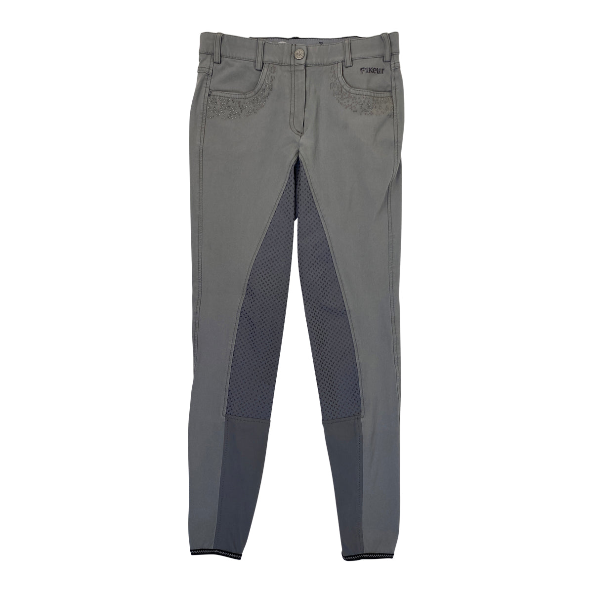 Pikeur 'Kalotta Grip' Full Seat Breeches in Steel Grey/Gems