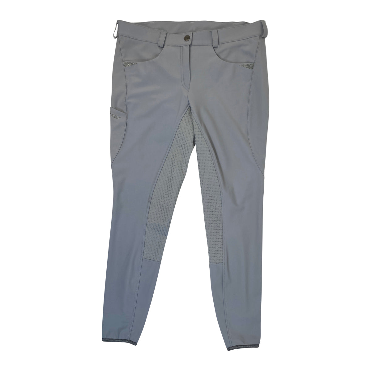 Front of Pikeur &#39;Laure&#39; Full Grip Breeches in Light Grey