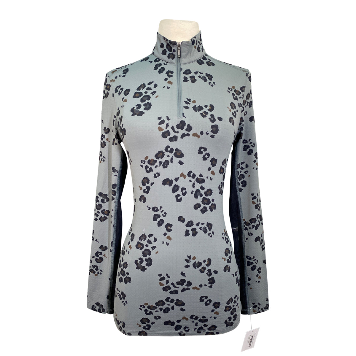 Front of Dover CoolBlast 100 Shirt in Dark Grey Cheetah - Women's Small