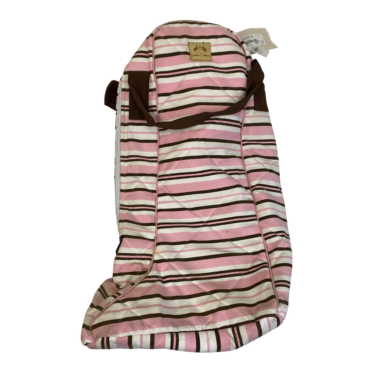 Equine Couture 'Madison' Boot Bag in Pink/Chocolate Stripes