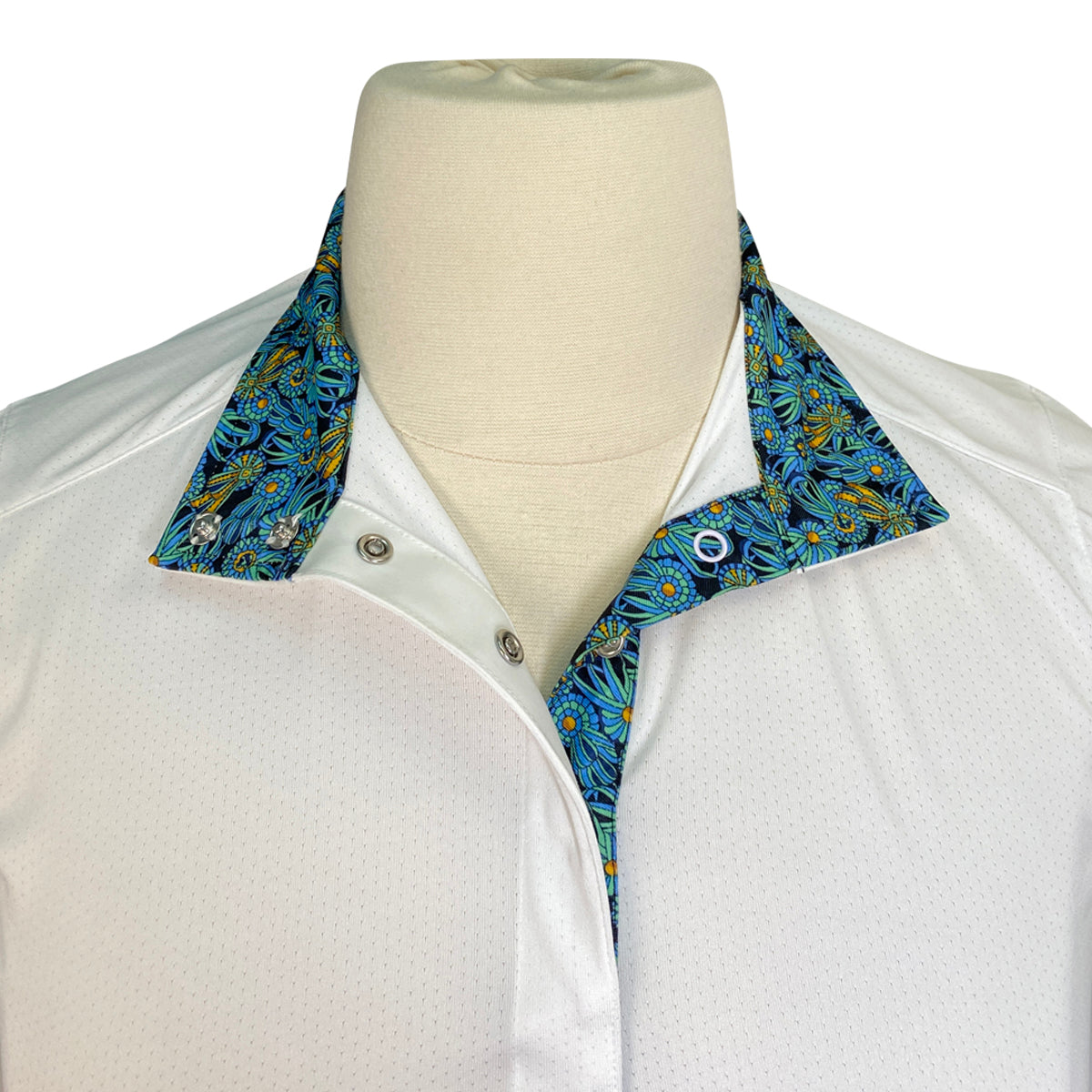 Essex Classics &#39;Talent Yarn&#39; Show Shirt in White/Blue Ribbon Florals