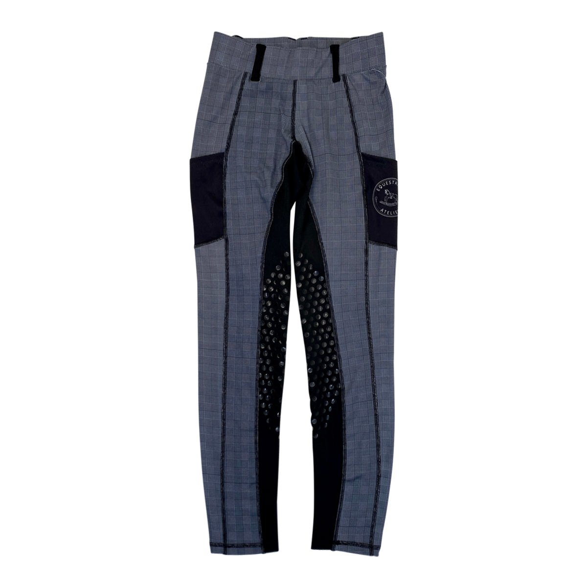 Equestriess Atelier Knee Patch Tights in Grey Plaid