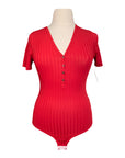 Free x Rein 'Henley' Bodysuit in Haute Red