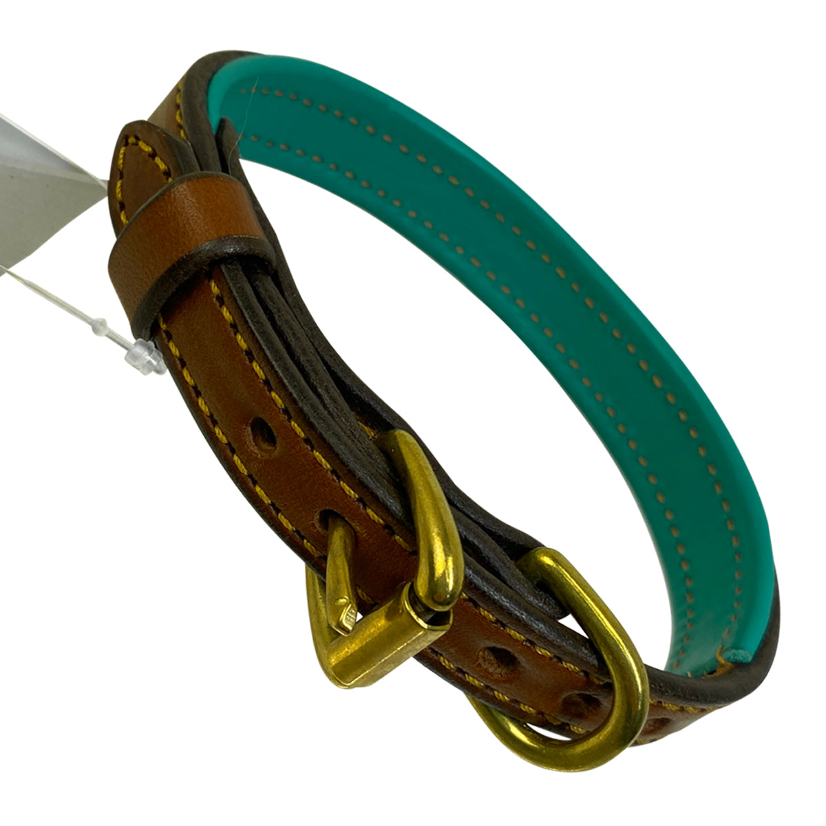 Green Hill Padded Dog Collar in Brown/Aqua