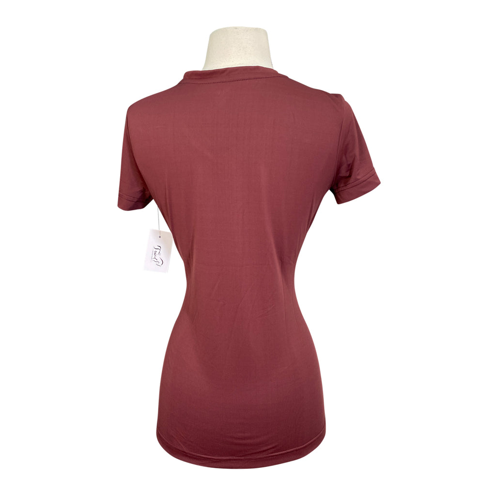 TuffRider 'Taylor' EquiCool Short Sleeve V-Neck Tee in Wine - Women's Medium