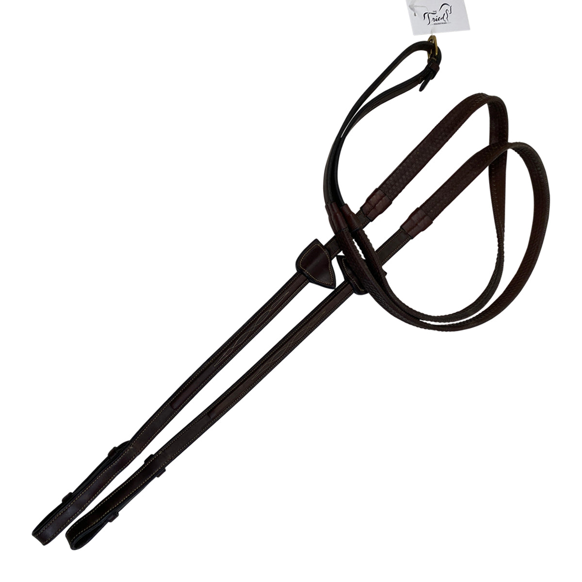 Dy&#39;on Fancy Stitched Rubber Reins in Brown - Full