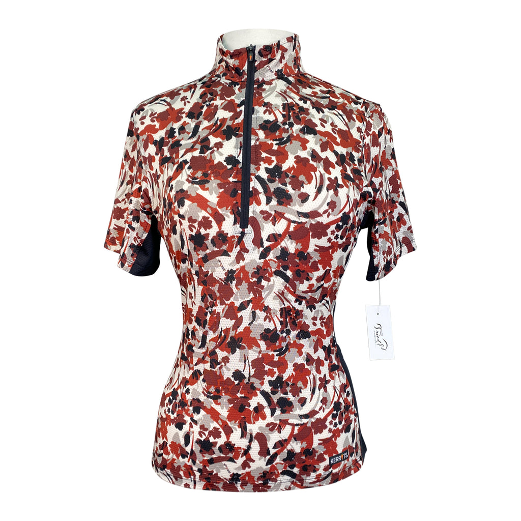 Kerrits Ice Fil Short Sleeve Shirt in Orange/Black Floral