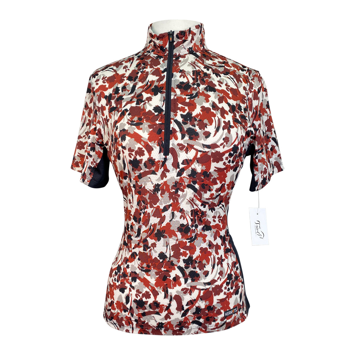 Kerrits Ice Fil Short Sleeve Shirt in Orange/Black Floral