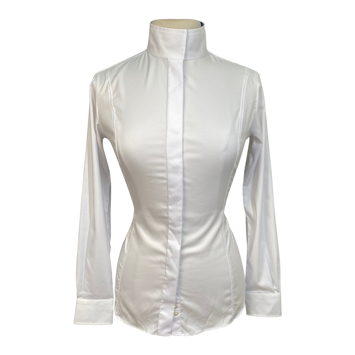 Essex Classics Fitted Wrap Collar Show Shirt in White/Blue