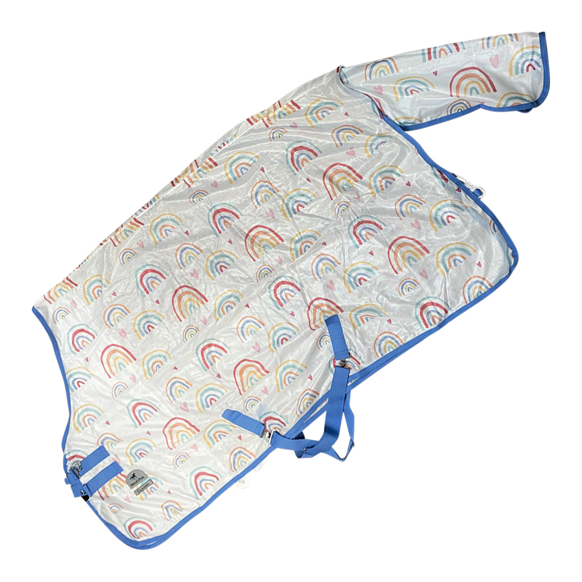 SmartPak Classic Patterned Fly Sheet in White w/Rainbow