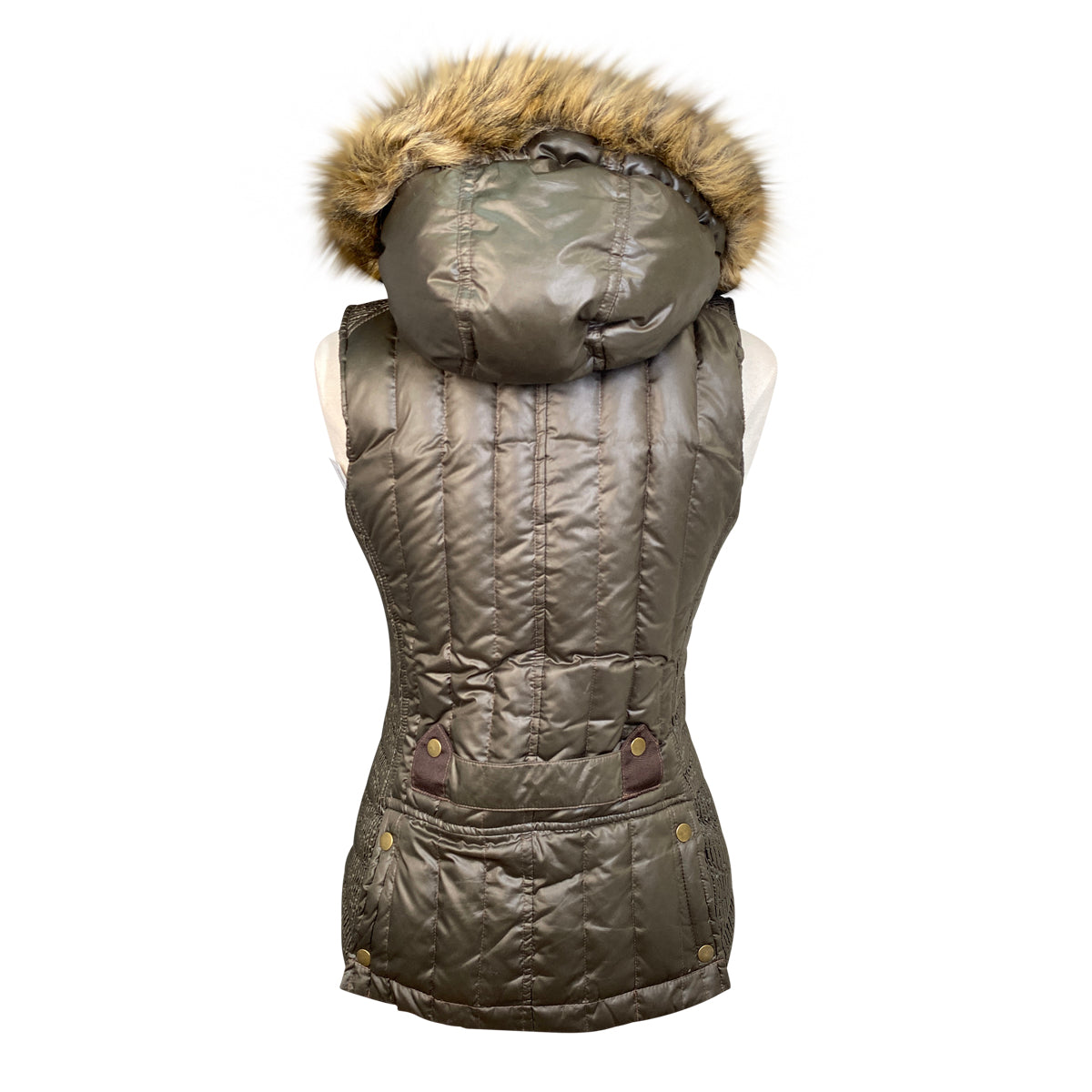 Goode Rider Hooded Down Vest in Army Green