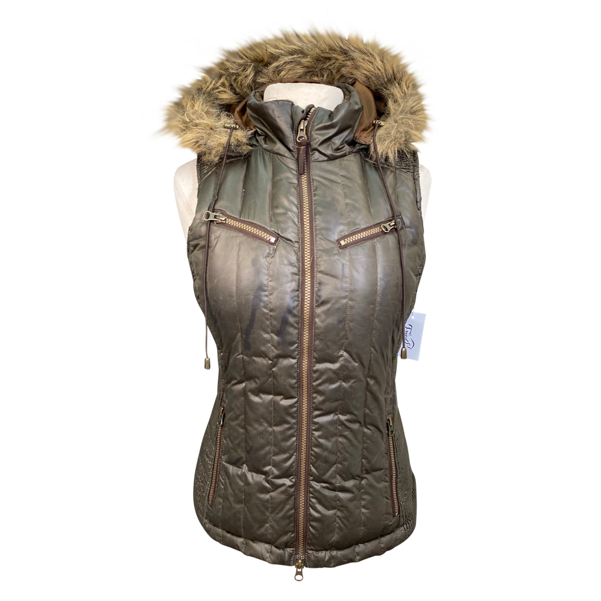 Goode Rider Hooded Down Vest in Army Green