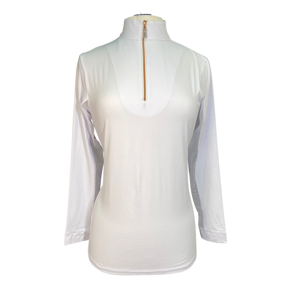 Front of Tailored Sportsman Long Sleeve 'Ice Fil' Shirt in White - Women's Large