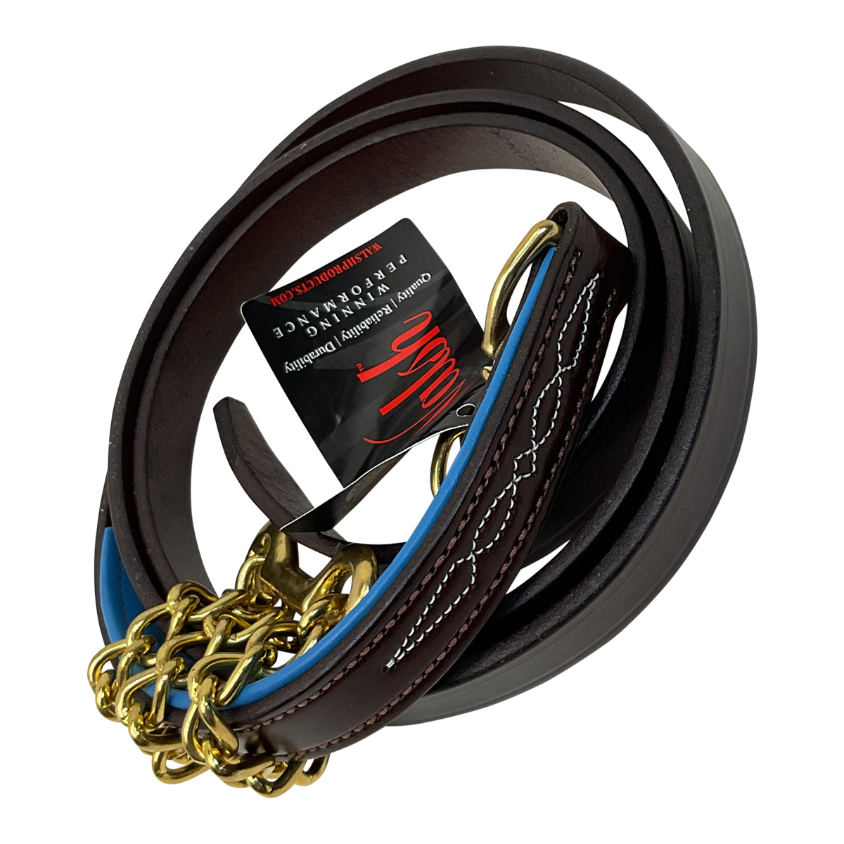 Walsh Leather Lead with Chain in Brown/Teal