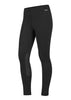 Black riding pants with a brand logo on a white background