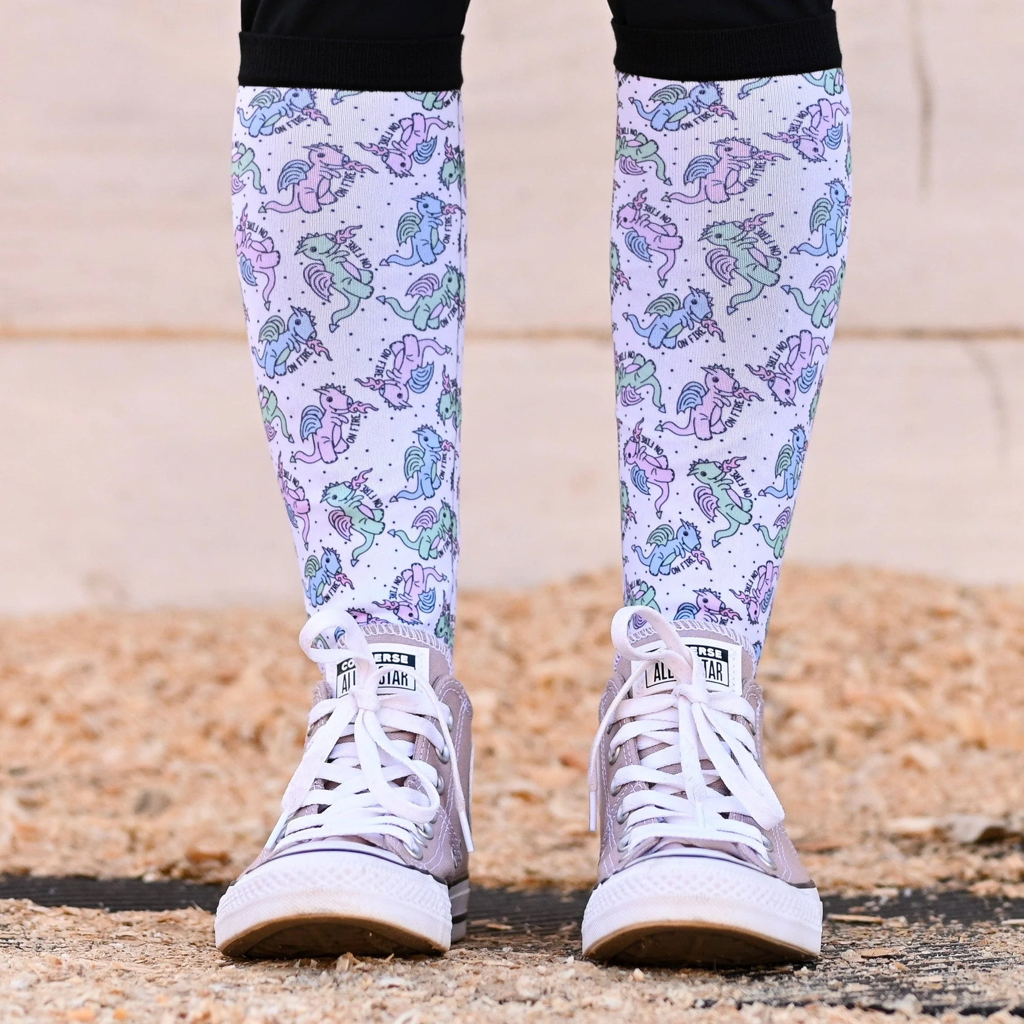 Dreamers &amp; Schemers Boot Socks in On Fire (Dragon)