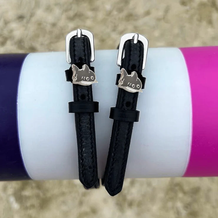 Mane Jane 'Shark' Spur Straps in Black/Silver - 17"