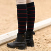 Dreamers &amp; Schemers Stripe Knit Boot Socks in Navy w/ Burgundy 