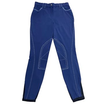 Sarm Hippique 'Rebecca' Knee Patch Breeches in Navy/Sky Blue
