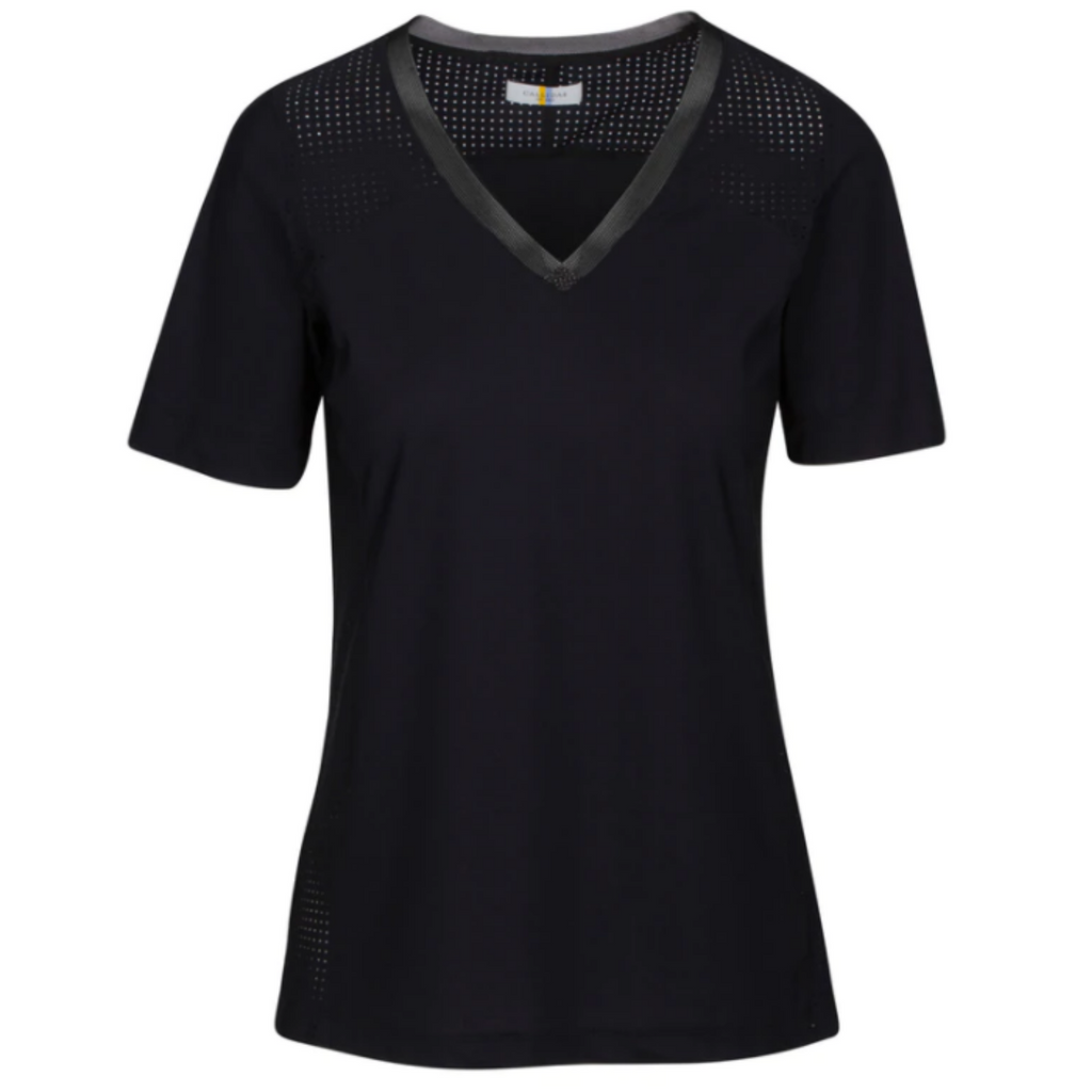 CALLIDAE The Short Sleeve Tech V Neck in Black
