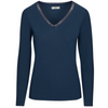 CALLIDAE The Tech V Neck in Blue/Navy Trim