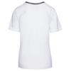 Back of CALLIDAE The Short Sleeve Tech V Neck in White/Navy Trim - Women's XS