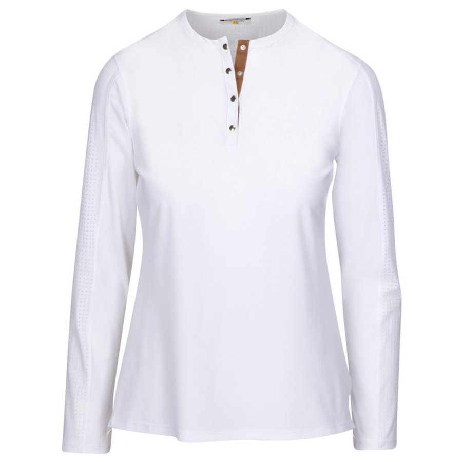 CALLIDAE The Tech Polo in White w/ Ochre Ribbon