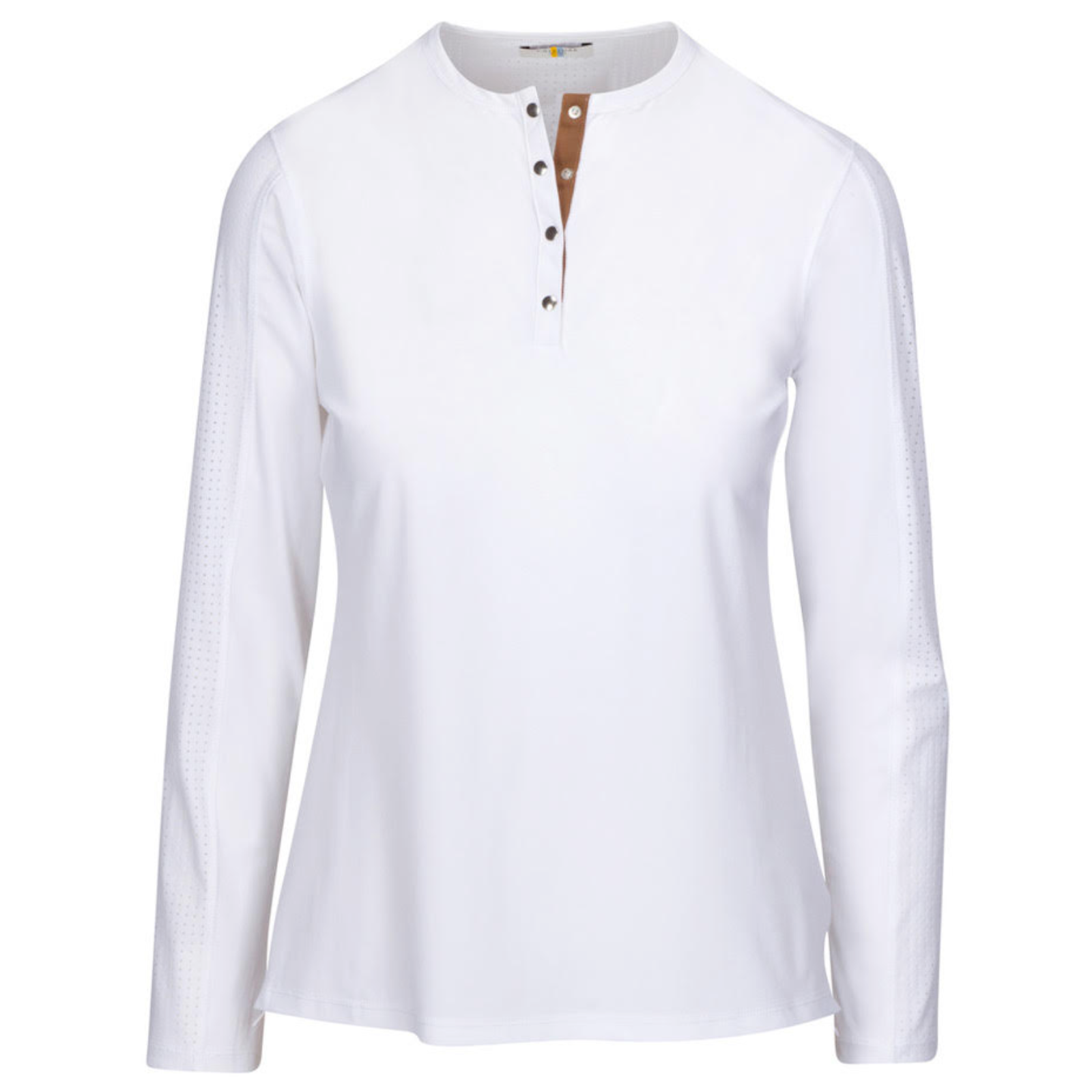 CALLIDAE The Tech Practice Shirt in White w/ Ochre Ribbon