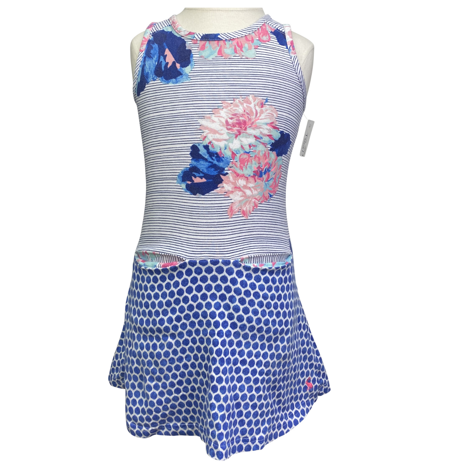 Joules Sleeveless Dress in Blue Multi