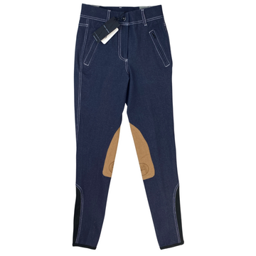 Front of Asmar Equestrian Denim Breech in Indigo/Cognac - Women's US 24