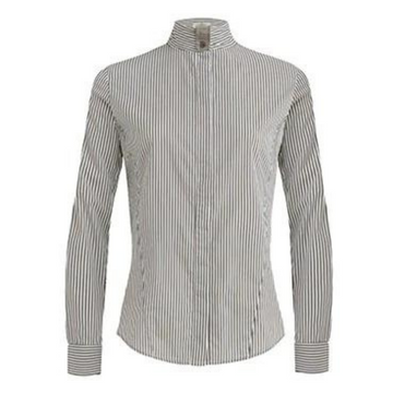 CALLIDAE The Show Shirt in Charcoal + White Stripe - Women's XL