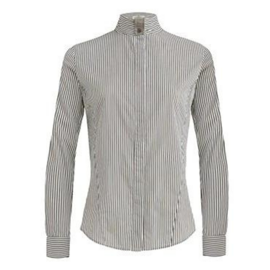 CALLIDAE The Show Shirt in Charcoal + White Stripe - Women's XL