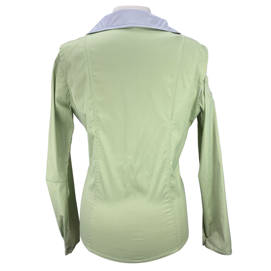 Back of Cavalleria Toscana Piquet Stretch Windbreaker in Chartreuse/Grey