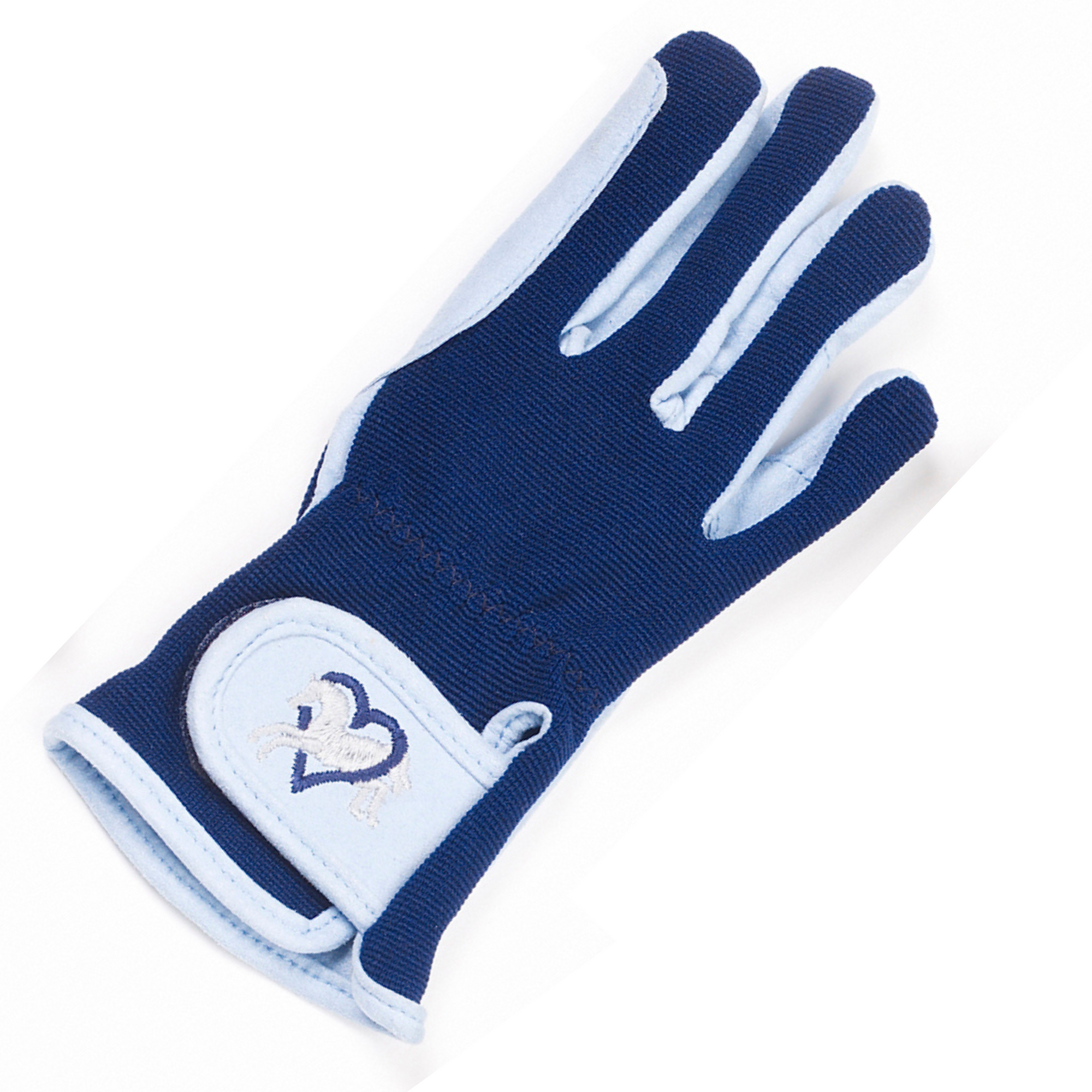 Ovation Hearts & Horses Glove in Sky Blue/Navy - Children's Small (4-4.5)