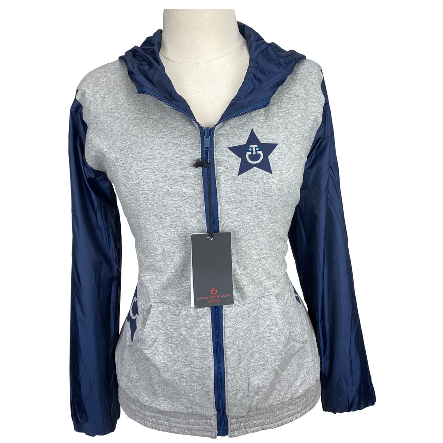 Front of Cavalleria Toscana Double Face Windbreaker in Navy/Grey