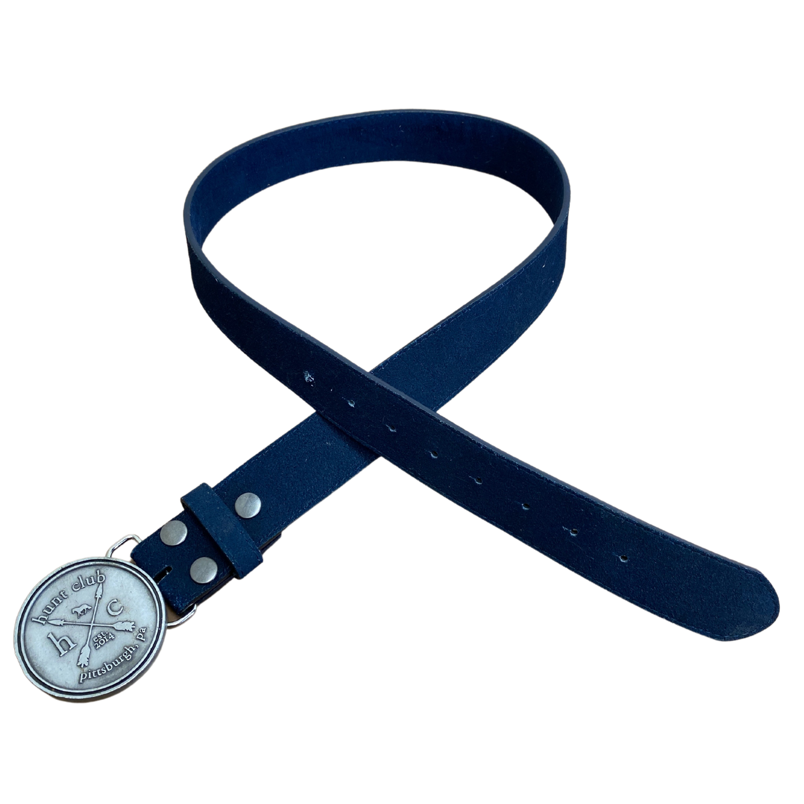 Hunt Club Buckle Belt  in Navy/Nickel 