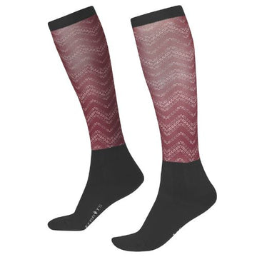 Kerrits Dual Zone Socks in Mahogany Hoofprint Chevron 