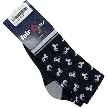 Fair Play Boot Socks in Grey/Horses 