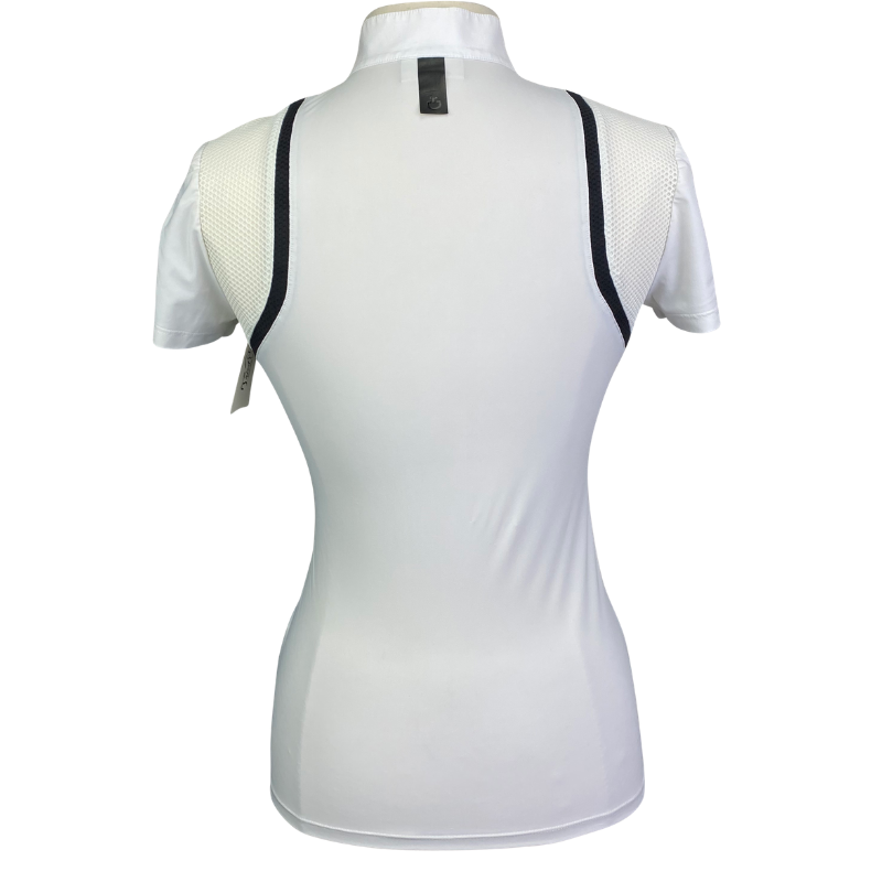 Back of Cavalleria Toscana Short Sleeve Shirt in White/Navy Accents