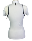 Back of Cavalleria Toscana Short Sleeve Shirt in White/Navy Accents