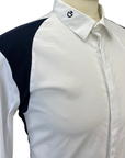 Detail of Cavalleria Toscana Button-Down Long Sleeve Shirt in White/Navy Accents